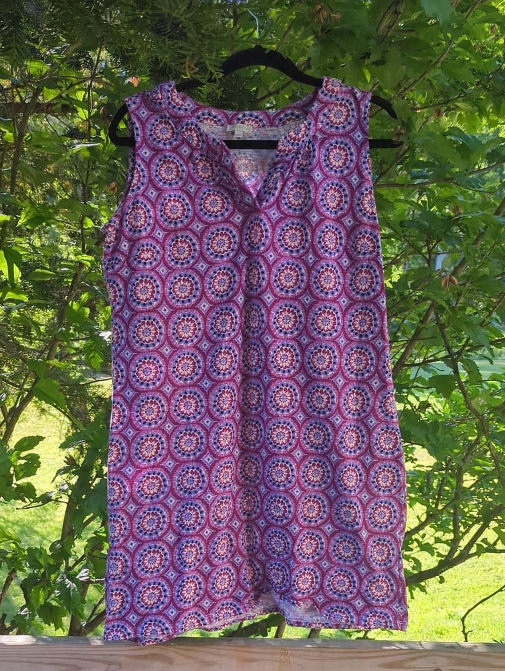 Talbots Pink and Purple Geometric Sleeveless Dress